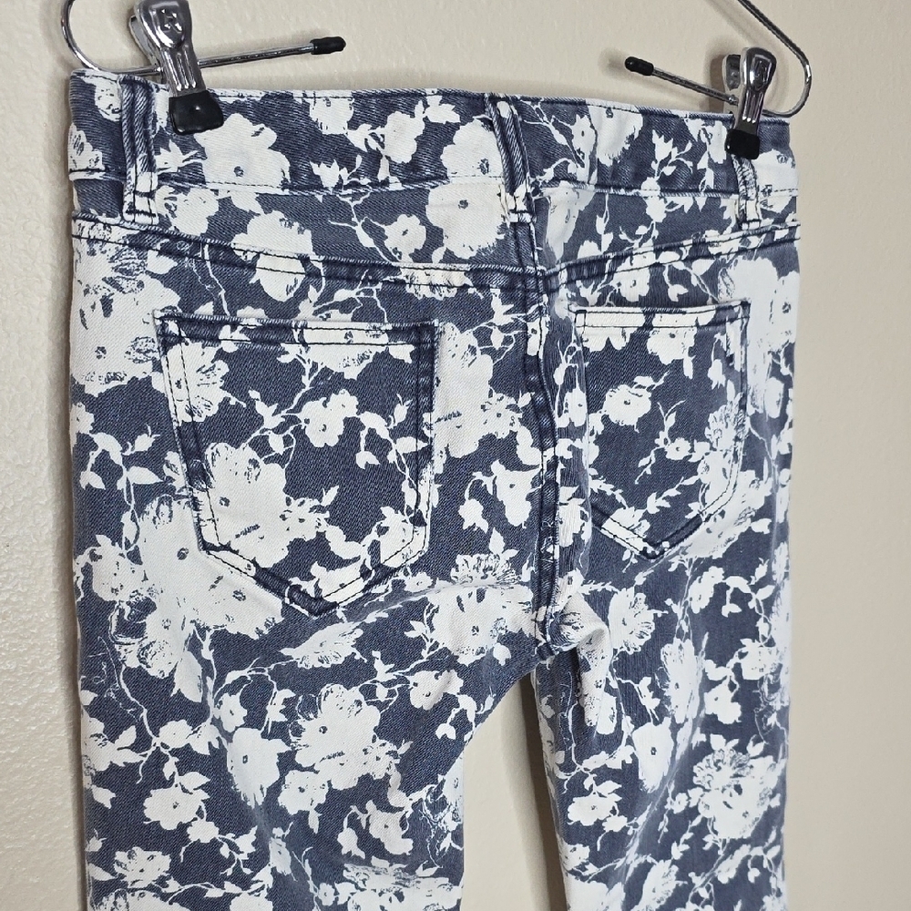 Tory Burch Alexa Floral Cropped Skinny Jeans Denim Blue White Size26 Cottagecore - Picture 9 of 14